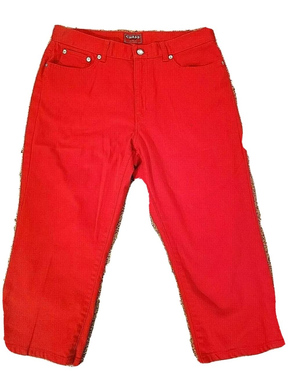 NWOT Chaps Womens Summer Red Stretch Capri Cropped Cruise Wear Denim Pants 10